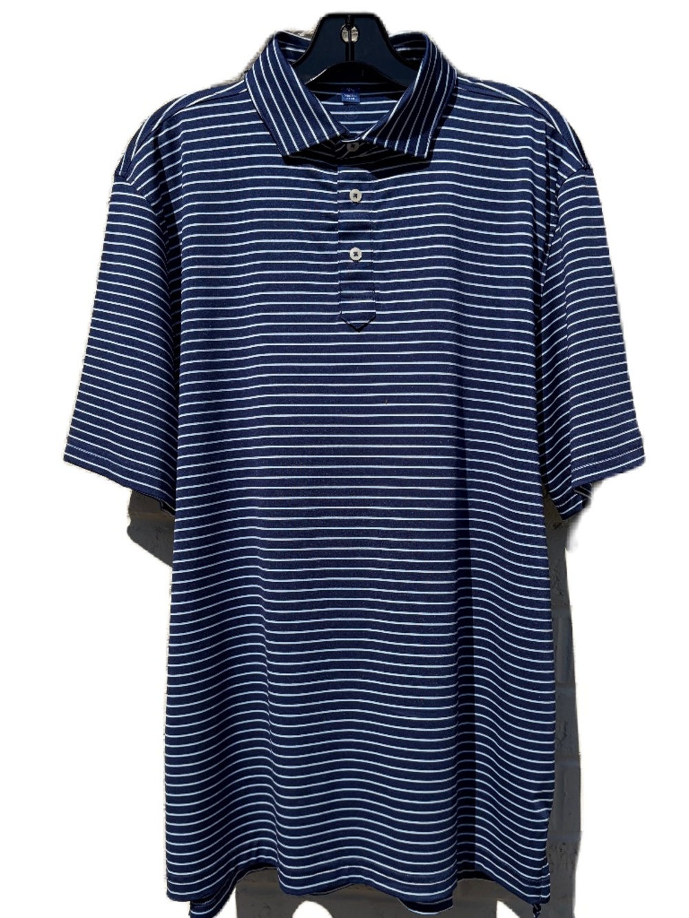Stitch polo short sleeve shirt Bleeker Stripe M/L Navy Blue - Picture 2 of 13